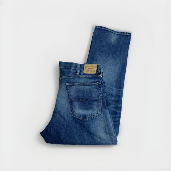 Polo Ralph Lauren Jeans Mens 40x32 Straight Classic Blue Varick Dark Wash Denim - Picture 2 of 5